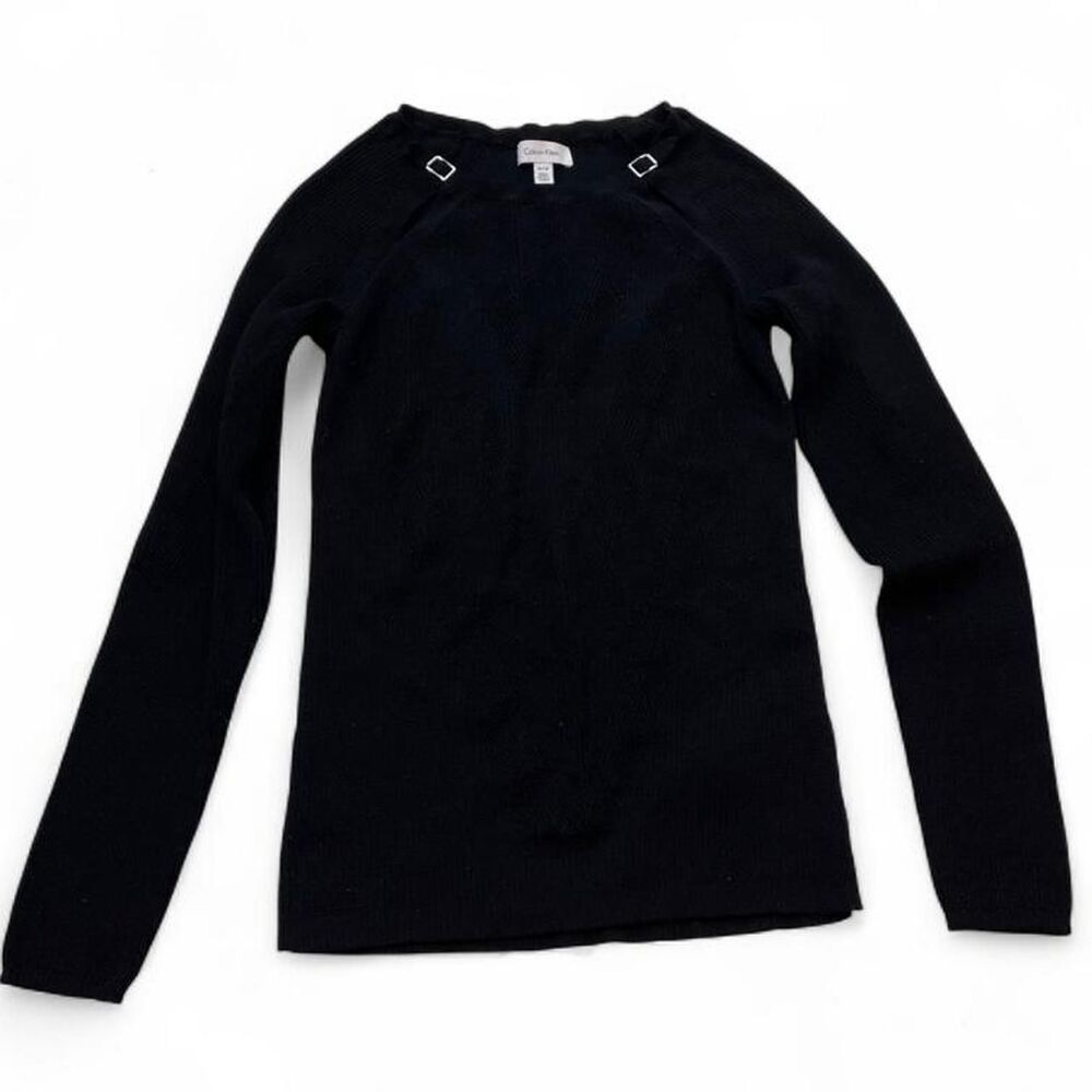 Calvin-klein Women's Black and Silver Jumper
